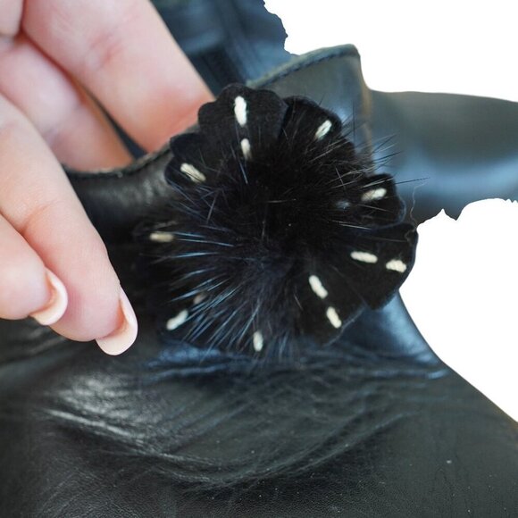Mod8 Girls Leather Flower Black Boots Size 24/‎ 8.5 - Picture 6 of 8